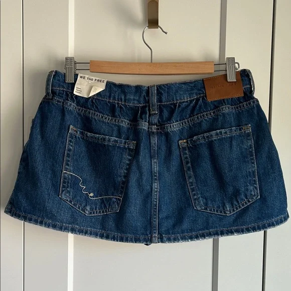Free People We The Free Demi Denim Mini Skort Mood Ring Blue | 28 - Picture 5 of 9
